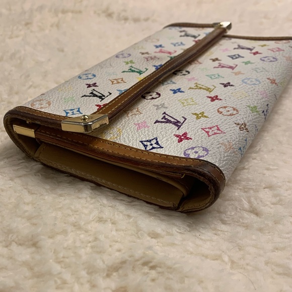 Louis Vuitton White Multicolor Porté Tresor Wallet With Chain - Picture 6 of 17
